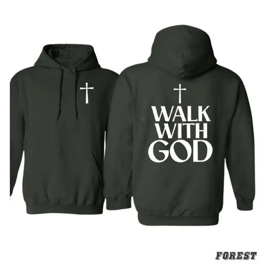 I Walk With God Hoodie Casual Street Style Fleece Pullover Hooded Sweatshirt Tops Trendy for Women for Men, Perfect Gift...