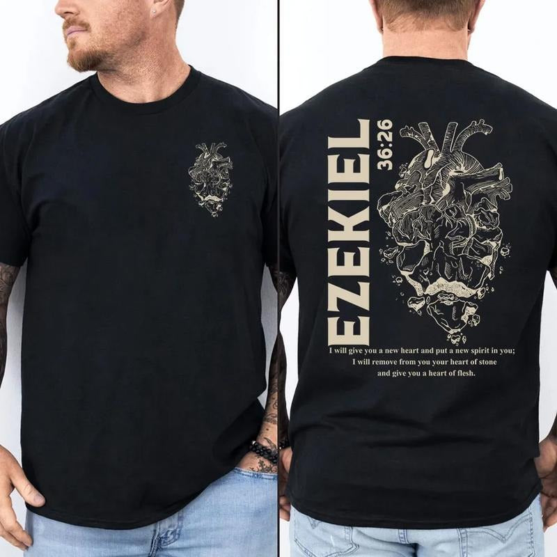 I Will Give You A New Heart And Put A New Spirit Christian T-Shirt Tee Pure Cotton Casual Style Crew Neck Short Sleeve...