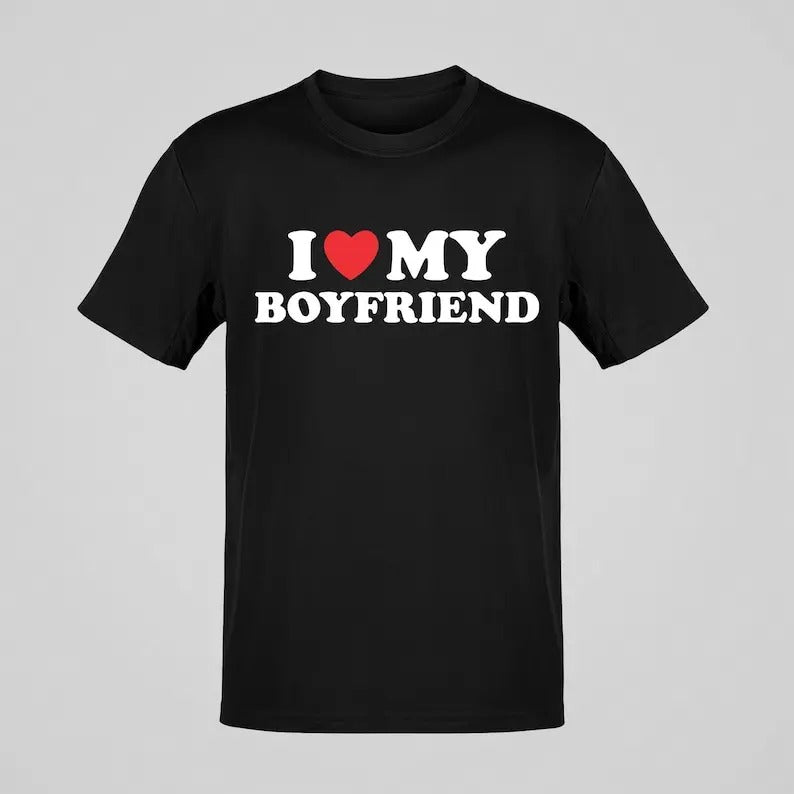 I love boyfriend - I love girlfriend T-shirt - Valentine's Gift Cotton Menswear Hoodie, Sweatshirt | InkThreadWorks.com