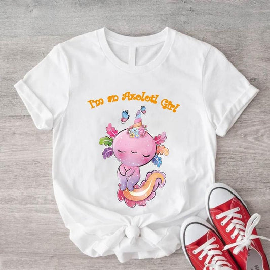 I'm An Axolotl Girl Shirt, Pink Axolotl Salamander T-Shirt, Axolotl Lover Gift, Mexican Walking Fish Birthday Gift Shirt,...