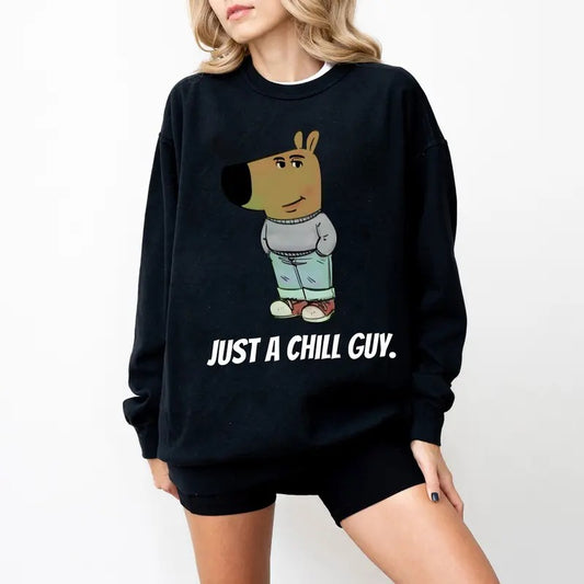 I'm Just A Chill Guy Sweatshirt, Chill Dog Sweatshirt, Funny Viral, Trending Meme Dog Shirt, Xmas Gift Hoodie