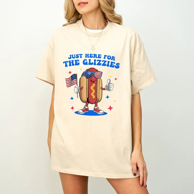 I'm Just Here For The Glizzies Funny Fourth of July Wiener T-Shirt Hoodie, Sweatshirt | InkThreadWorks.com