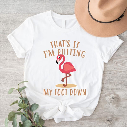 I'm Putting My Foot Down Flamingo Shirt, Flamingo Lover T-shirt, Funny Flamingo Tee For Woman, Bird Lover Short Sleeve,...