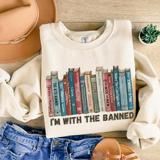 I'm With The Banned Sweatshirt, I'm With The Banned Book Lovers Sweater, I'm With The Banned Tshirt, Gift For Book...