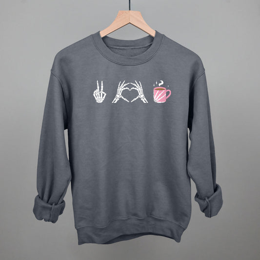 Peace Love Coffee Skeleton