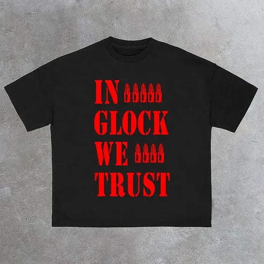 IN GLOCK WE TRUST 2 SIDED CASUAL T-SHIRT - S to 4XL Hoodie, Sweatshirt | InkThreadWorks.com