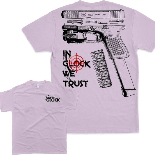 IN GLOCK WE TRUST Tshirt , Double Side - Team Glock, Glock Shirt , For Her - For Him, Design Full Color, T-shirt For Men...