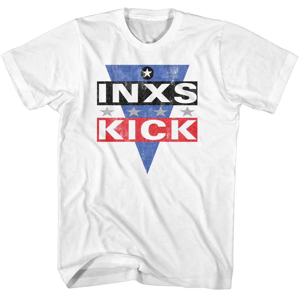 Inxs - Kick Logo - American Classics - Solid White Adult Short Sleeve T-Shirt