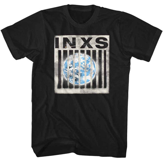 Inxs - Caged Earth - American Classics - Solid Black Adult Short Sleeve T-Shirt