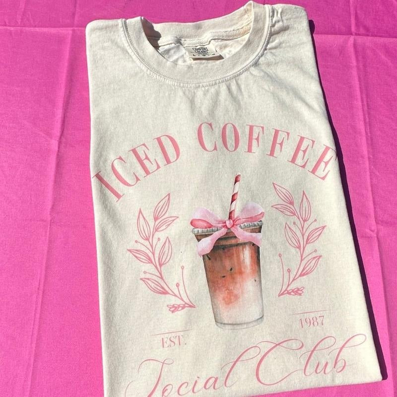 Iced Coffee Social Club LONG SLEEVE Comfort Colors T-Shirt Hoodie, Sweatshirt | InkThreadWorks.com