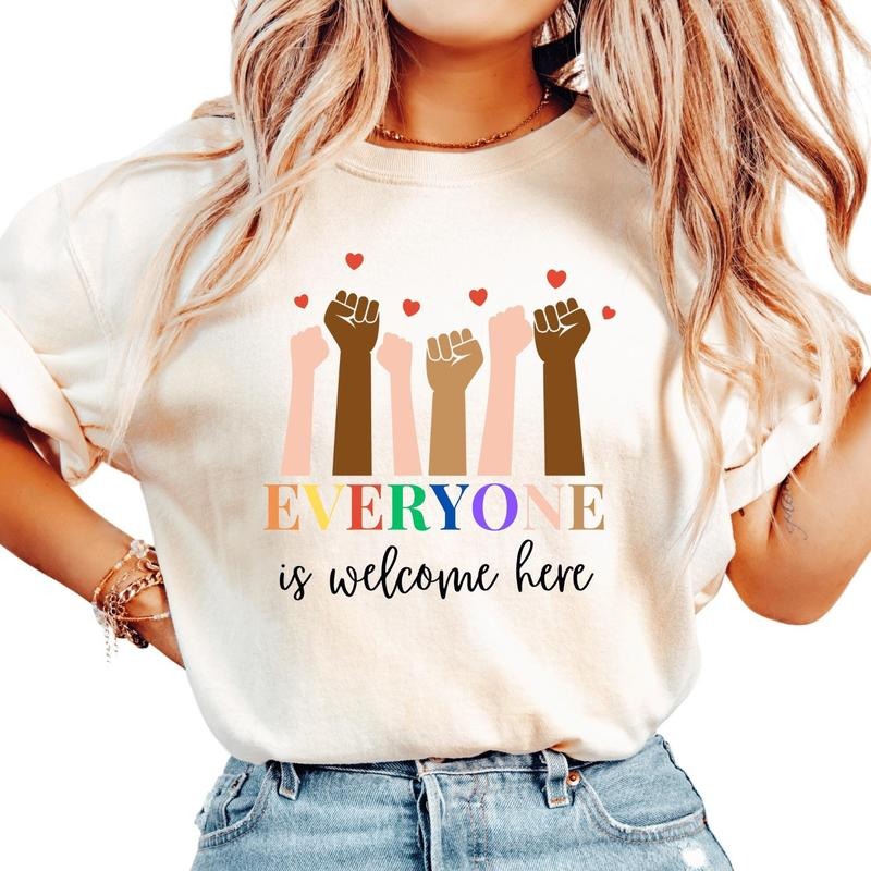 Idaho Teacher Shirt ,Equality Tees  ,Everyone Is Welcome Here Diversity Support Fist Hand, Everyone Is Welcome Here Idaho...
