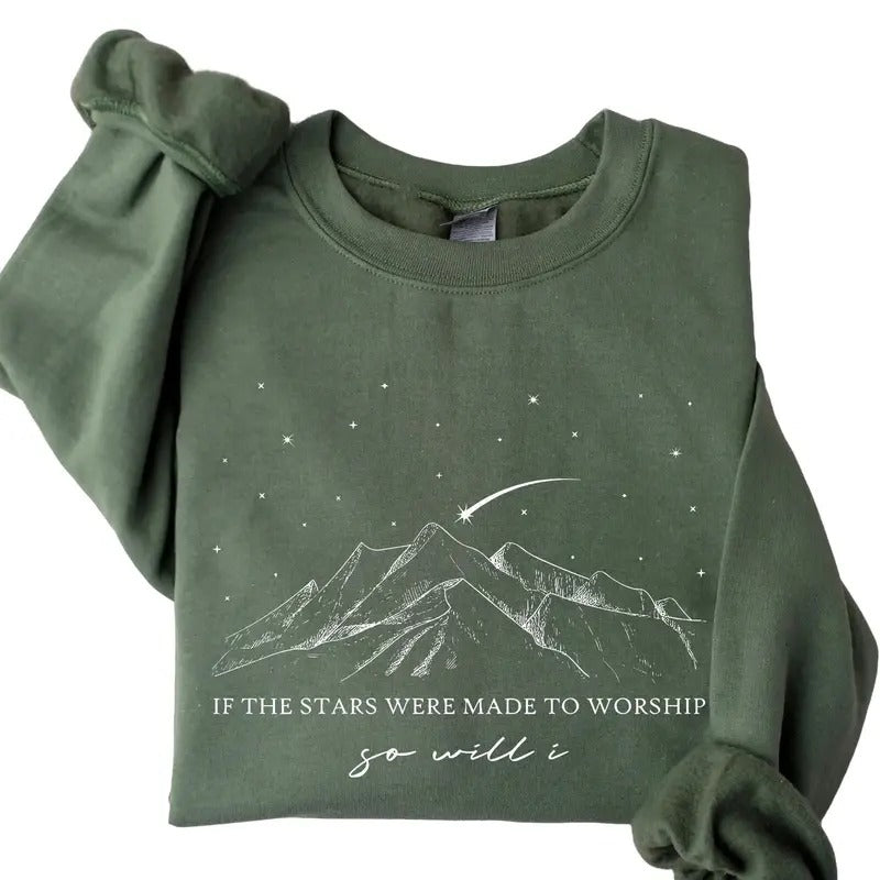 If The Stars Were Made To Worship Sweatshirt, Christian Tee, Gift For Christian, Faith Sweatshirt, Faith Sweatshirt...