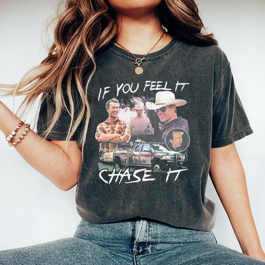 If You Feel It, Chase It , Glen Powell Vintage Shirt, Gift For Woman and Man, Twisters Shirt, Glen Powell Tee, Not My...