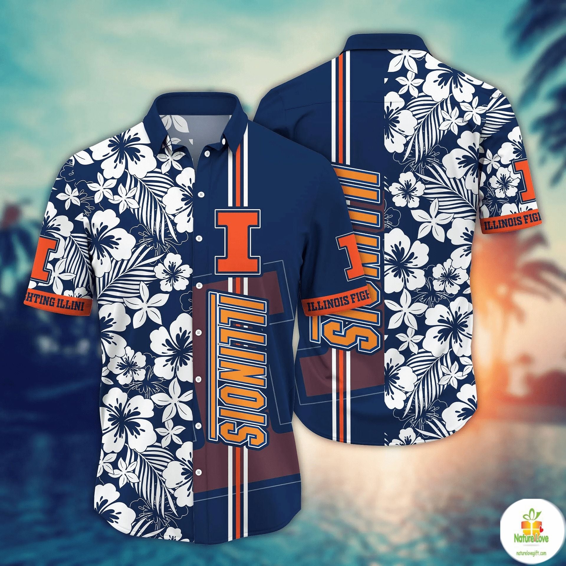 Illinois Fighting Illini NCAA Hawaiian Shirt Aloha Casual Wear