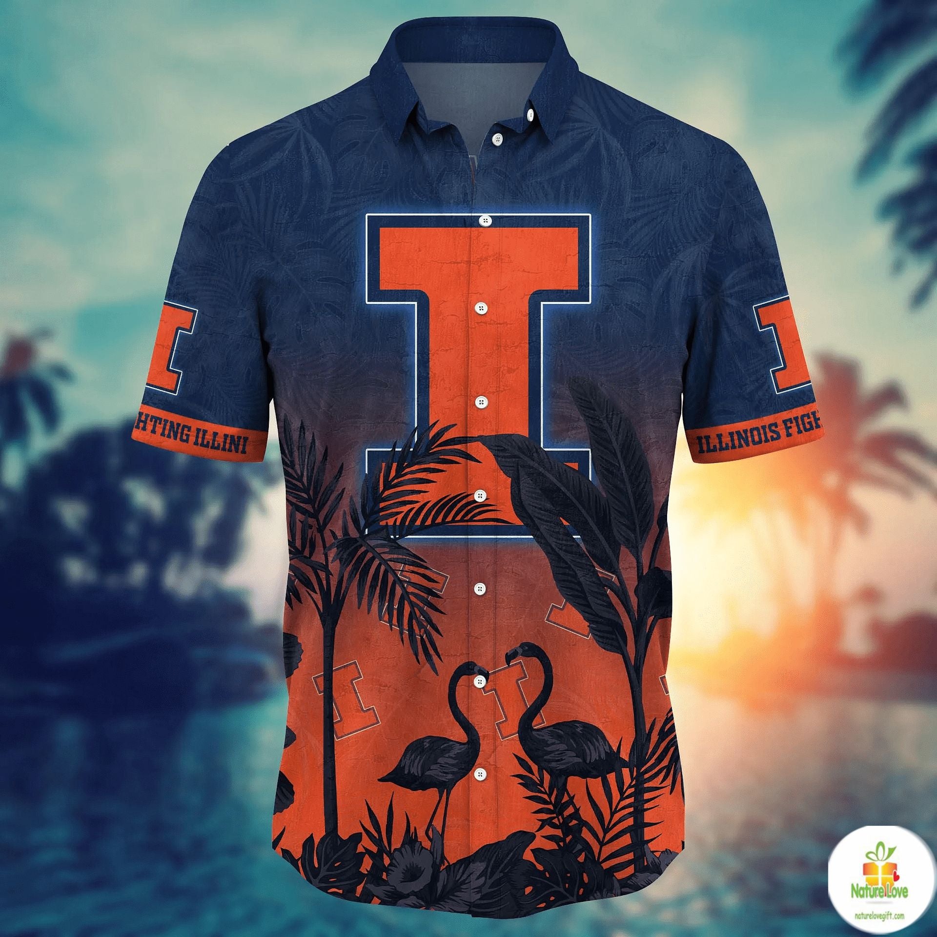 Illinois Fighting Illini NCAA Hawaiian Shirt Leisuretime Aloha Shirt