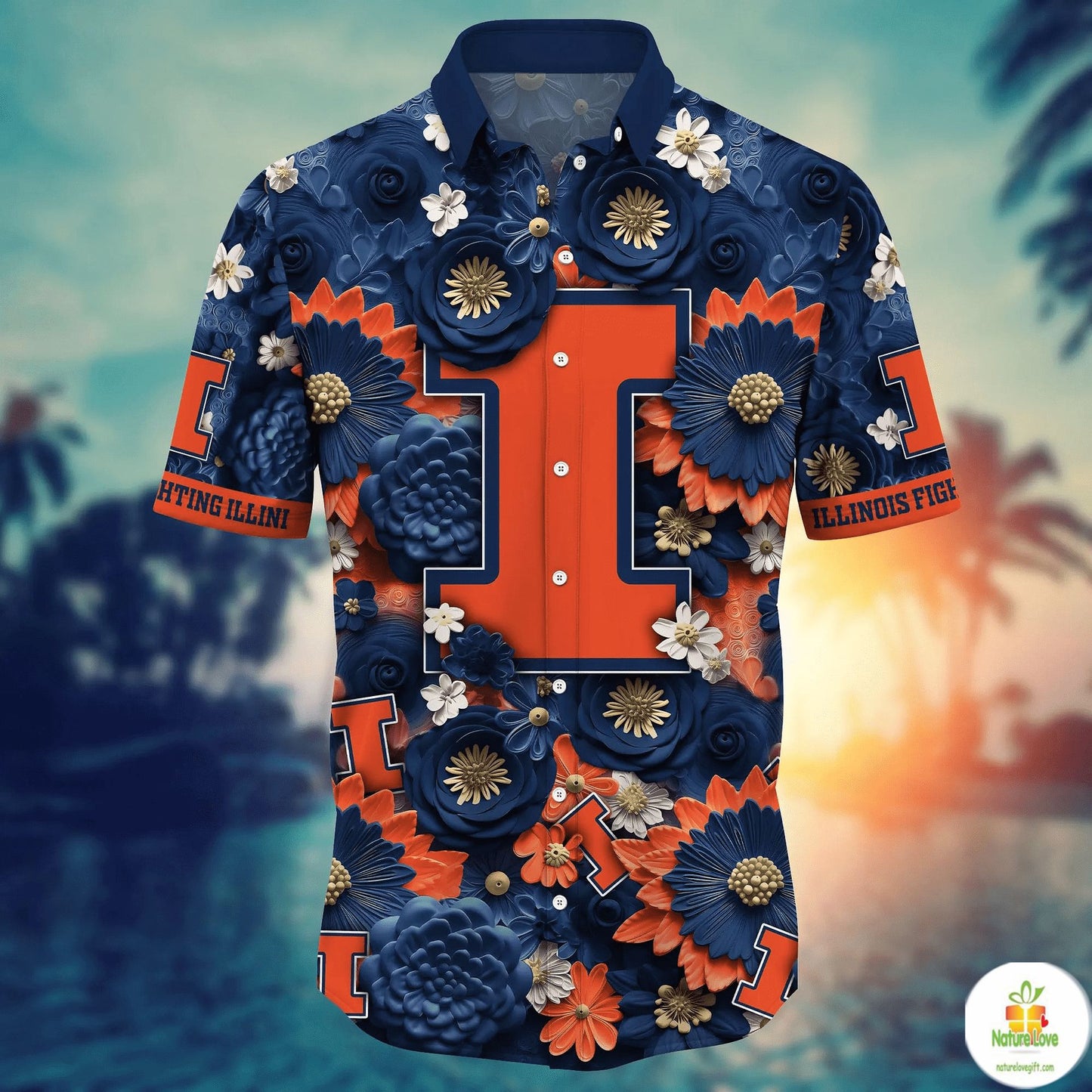 Illinois Fighting Illini NCAA Hawaiian Shirt Custom Team Aloha Summer Trend