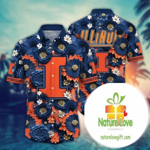 Illinois Fighting Illini NCAA Hawaiian Shirt Custom Team Aloha Summer Trend