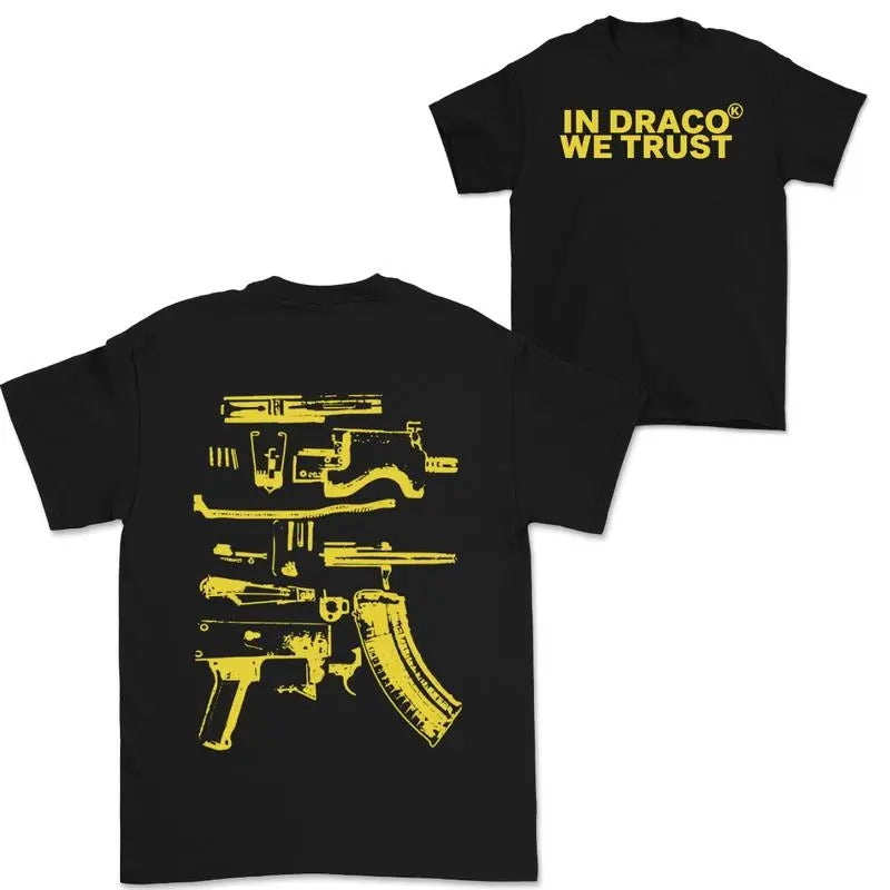 In Draco We Trust Double Sided Tee, White Color and Black Color Unisex T-Shirt, Sarcastic Graphic Tee, Unisex Classic Cotton Tee, For Men, For Women