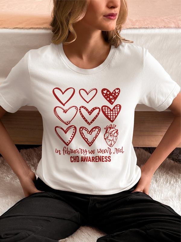 In February We Wear Red Shirt, CHD Awareness T-shirt, Heart Patient Gift Tee, Matching Support Team Shirts, Chd Warrior...