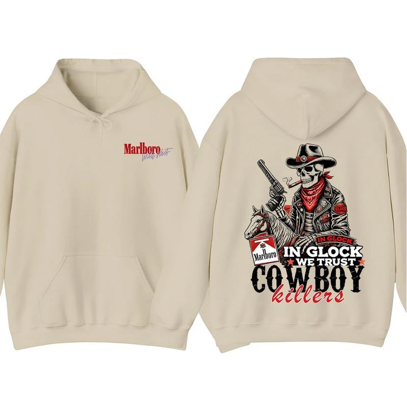In Glock We Trust - MarlBoro Cowboy Killer Hoodie and T-Shirt, Casual Streetwear Graphic Tee, Menswear Tops