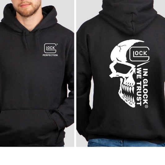 In Glock We Trust Skull Shirt, Tactical Gear for Gun Lovers Unisex Shirt Hoodie, Sweatshirt | InkThreadWorks.com