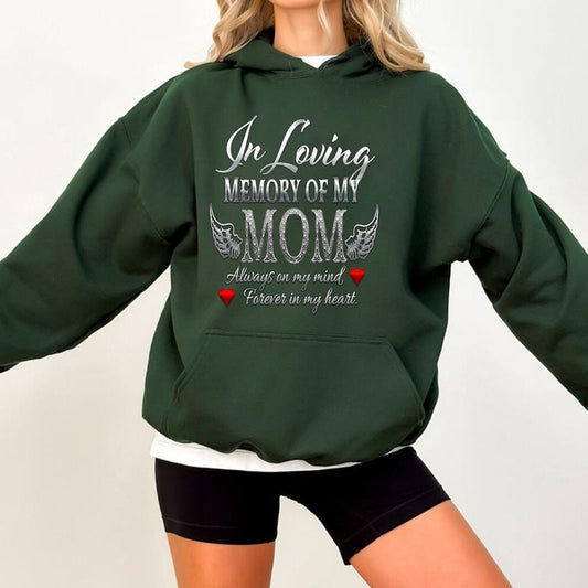 In Loving Memory of My Mom Memorial Hoodie Casual Style Fleece Fabric Pullover Sweatshirt Trend Tops for Women for Men,...