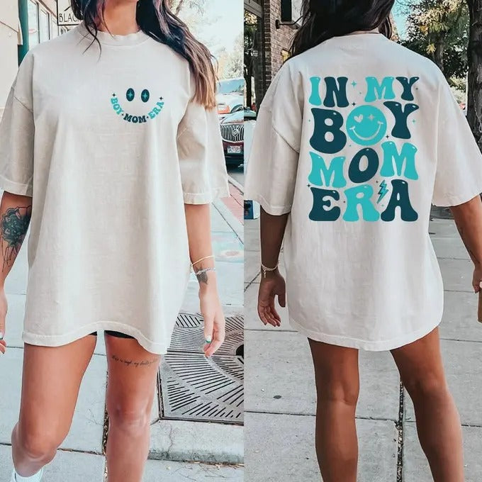 In My Boy Mom Era Shirt Breathable Casual Tshirt Outfit Breathable Casual Comfort Comfortable Hoodie, Sweatshirt