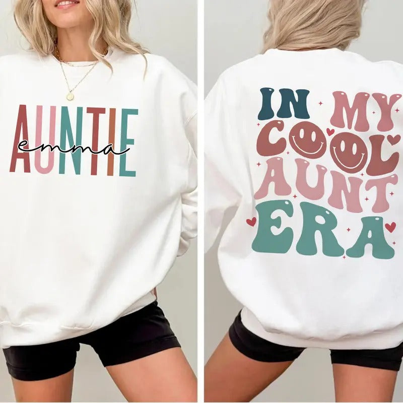 In My Cool Aunt Era Sweatshirt, Custom In My Aunt Sweater, Funny Auntie Sweater, Gift For Aunt Sweatshirt