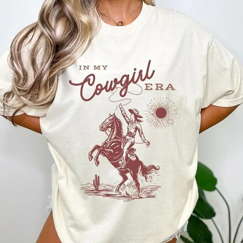 In My Cowgirl Era Tee, Retro Cowgirl Tee, Rodeo Shirt, Country Shirt Unisex Full Size Hoodie, Sweatshirt | InkThreadWorks.com