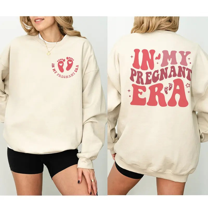 In My Pregnant Era Shirt Sweatshirt Hoodie, Pregnancy Sweatshirt, Gift for New Mom, Pregnant Women Tee, Baby Reveal Gift,...