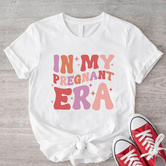 In My Pregnant Era T-Shirt, Baby Announcement Shirt, Maternity Gift Tee, Pregnancy Reveal Shirt, New Mom To Be Short...