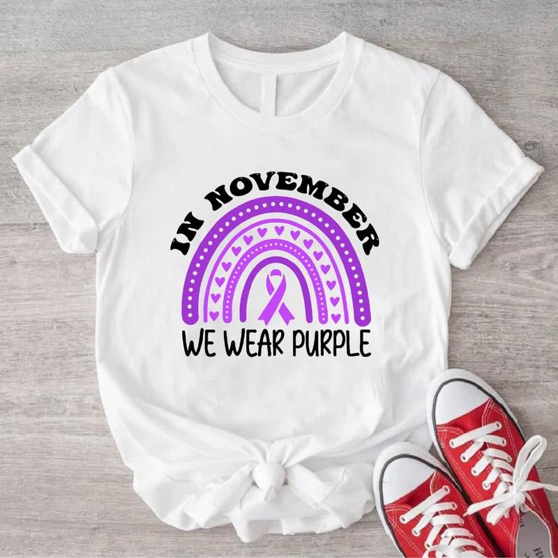 In November We Wear Purple Shirt, Prematurity Awareness Tee, Preemie Warrior Mom T-Shirt, Purple Ribbon Rainbow Tee,...