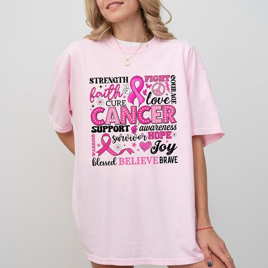 In October We Wear Pink Comfort Colors Shirt, Breast Cancer Awareness Unhinged Tees, Breast Cancer Survivor Graphic Oversized Tee, Motivational Shirt