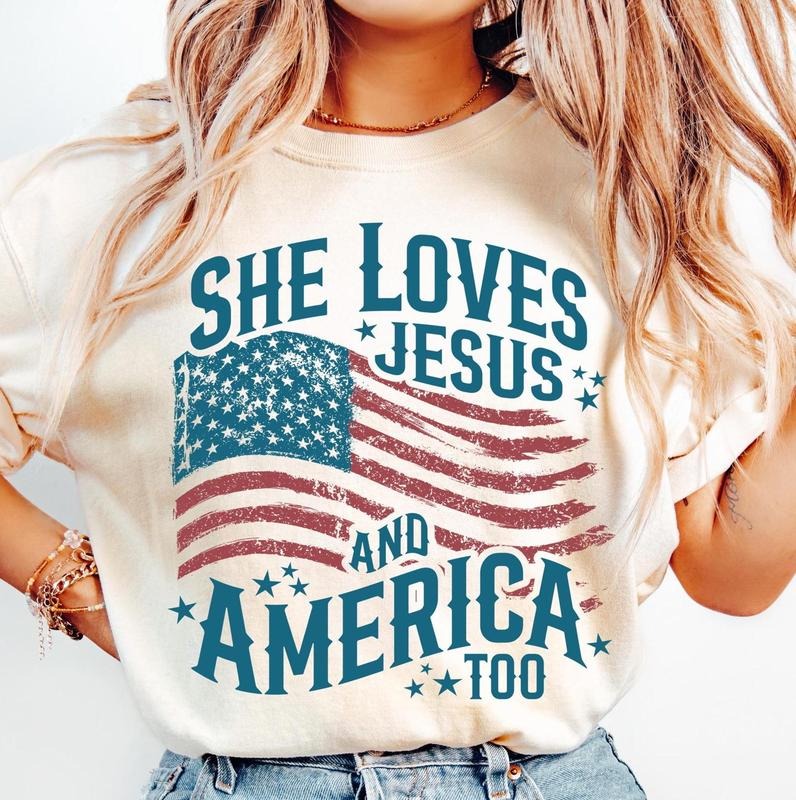 Independence Day T-Shirt, 4th of July Shirt, She Loves Jesus And America Too T-Shirt, America Retro Hoodie, Sweatshirt