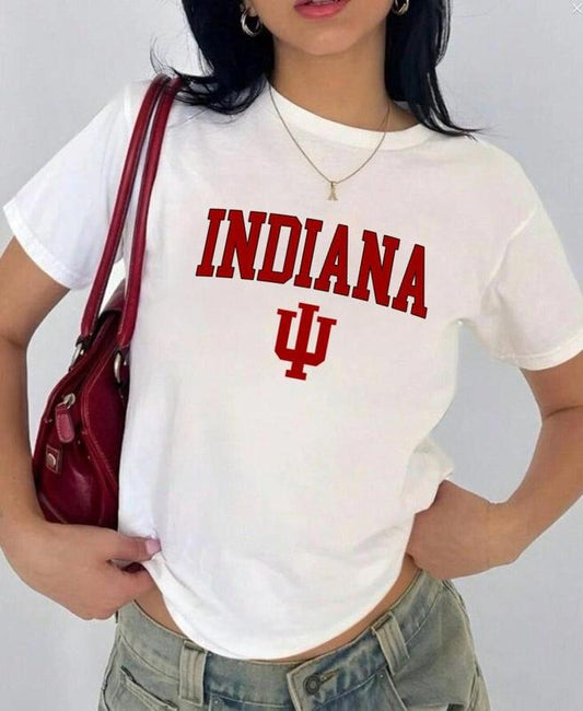 Indiana Vintage Sport Teams NCAA Collection Unisex Crewneck Black Baby Tee, Graphic Team Collection Baby Tee, Gift For NCAA Fans