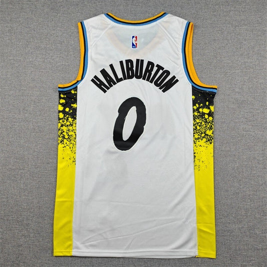 Indiana Pacers #0 Tyrese Haliburton 25 Pacers 0 White City Edition Style 1