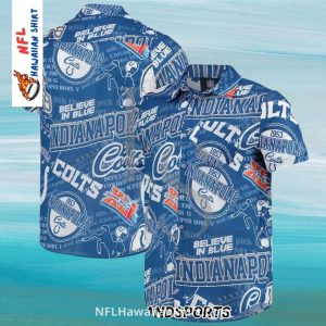 Indianapolis Colts Aloha Shirt - Retro Text Collage