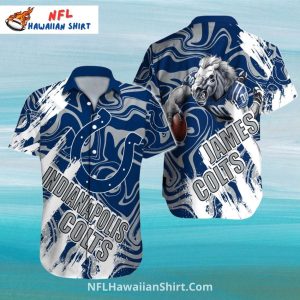 Indianapolis Colts Aloha Shirt - Swirl Pattern With Horse Mascot
