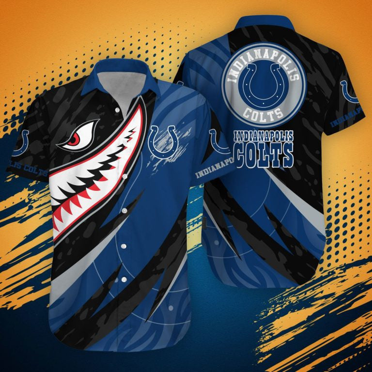 Indianapolis Colts Blue Hawaiian Shirt Tropical Design by