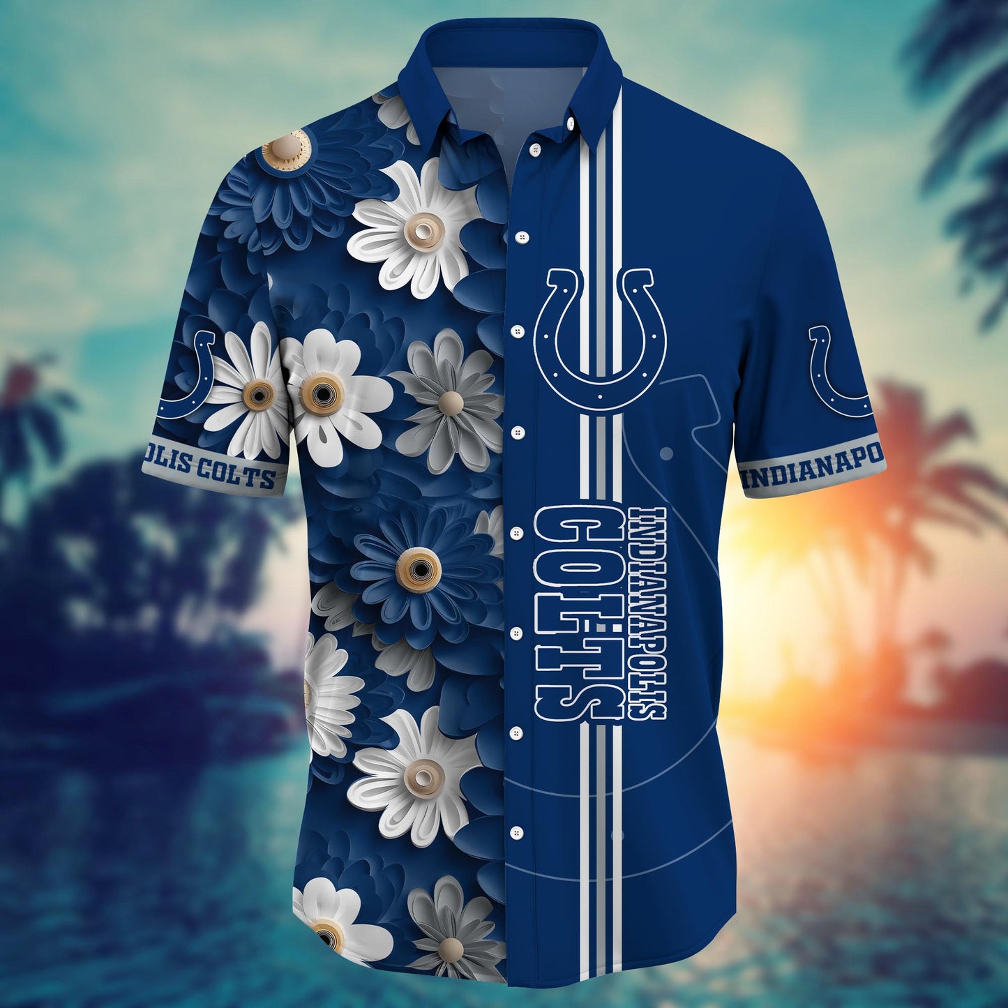 Indianapolis Colts Hawaiian Shirt Coastal Rush Design 340823
