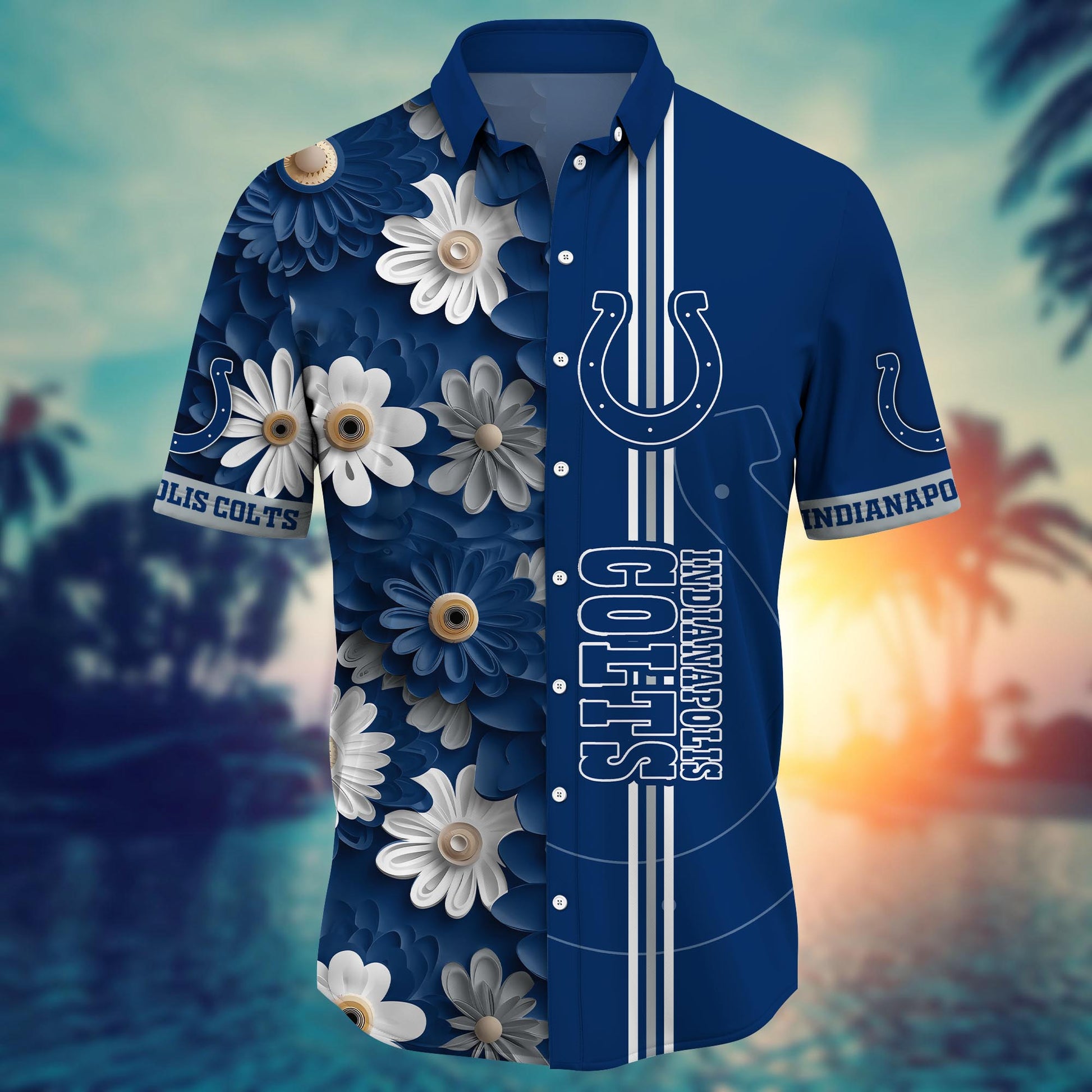 Indianapolis Colts Hawaiian Shirt Coastal Rush Design 340823