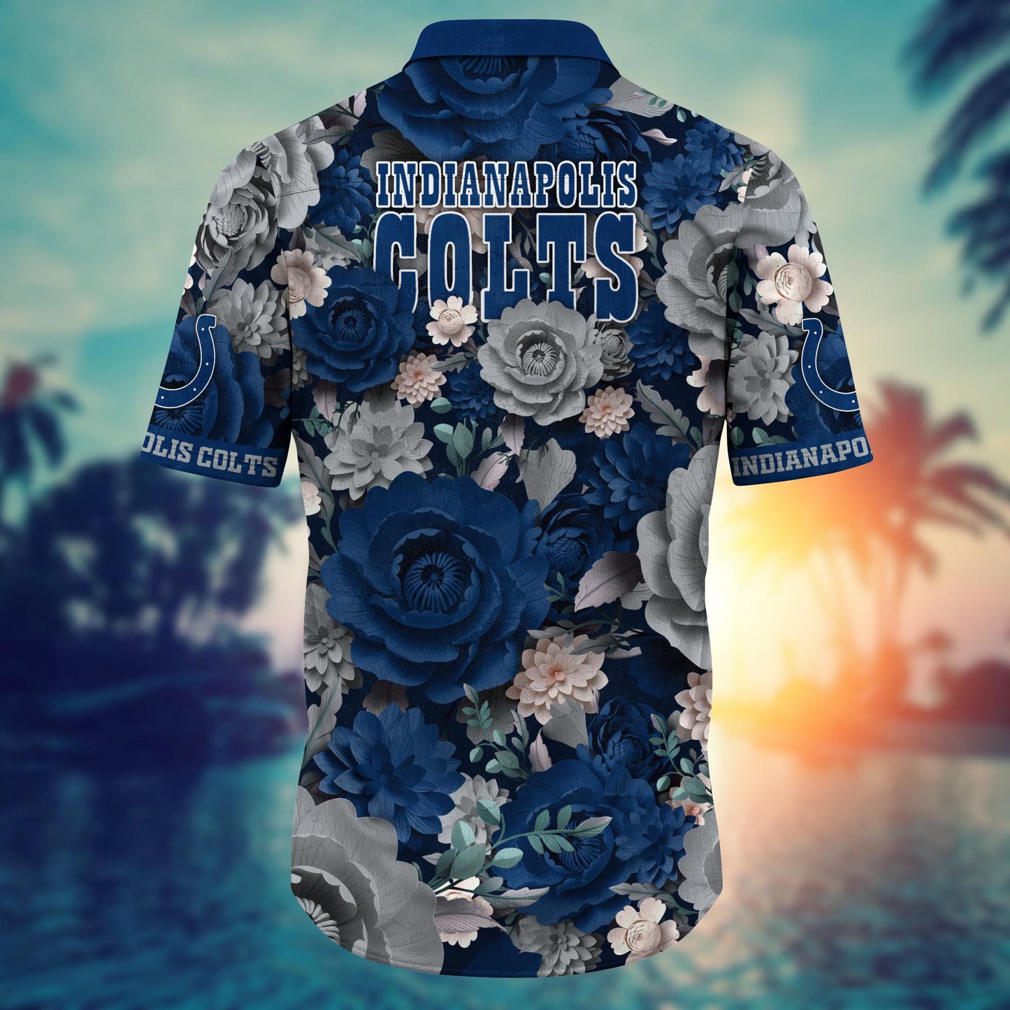 Indianapolis Colts Hawaiian Shirt Midnight Wave Design 472388