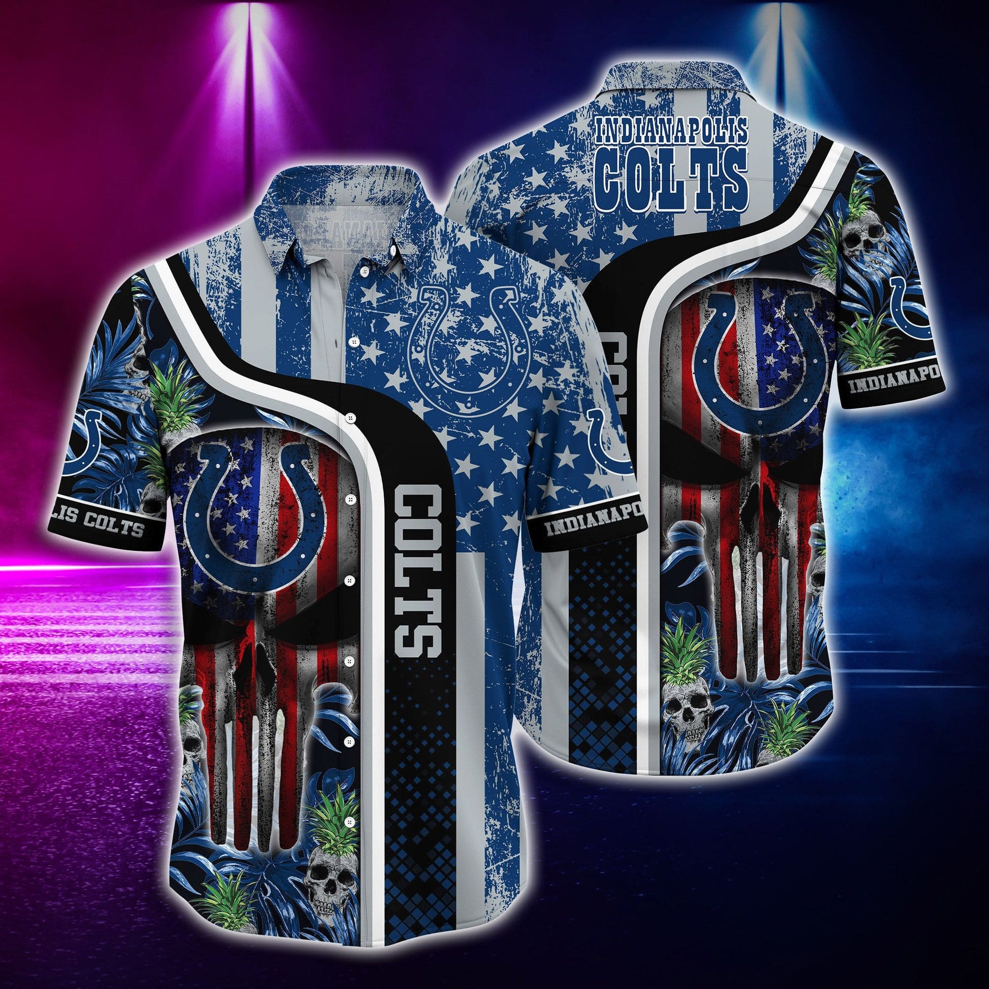 Indianapolis Colts Hawaiian Shirt with Star Stripes Design 593795