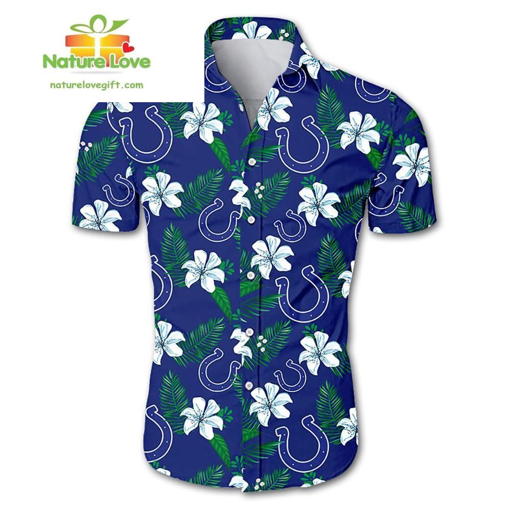 Indianapolis Colts Hawaiian Shirt Tropical Floral Design