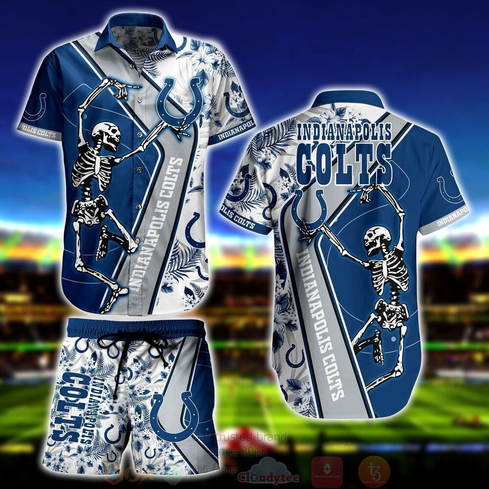 Indianapolis Colts Hawaiian Shirt Tropical Skeleton Design 261610