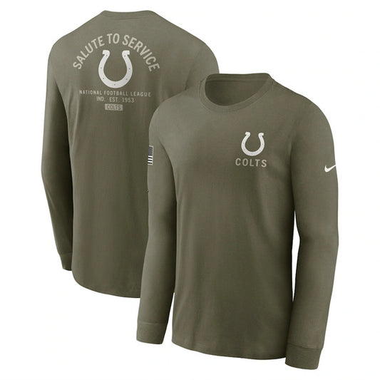 Indianapolis Colts Olive 2025 Salute to Service Sideline Long Sleeve T-Shirt