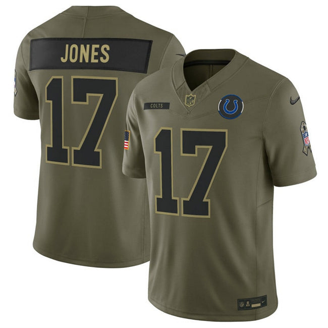 Indianapolis Colts #17 Daniel Jones Olive 2025 F.U.S.E. Salute to Service Limited