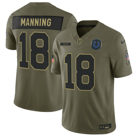 Indianapolis Colts #18 Peyton Manning Olive 2025 F.U.S.E. Salute to Service