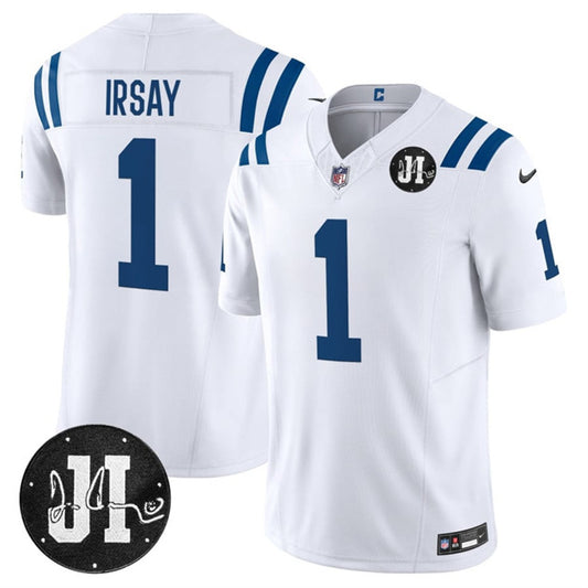 Indianapolis Colts #1 Jim Irsay White 2025 F.U.S.E. Jim Irsay Patch Vapor Limited