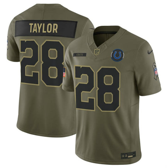 Indianapolis Colts #28 Jonathan Taylor Olive 2025 F.U.S.E. Salute to Service